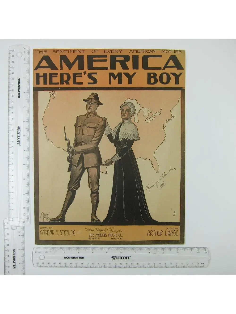 Sheet Music America Here's My Boy Andrew Sterling Arthur Lange WWI Antique 1917